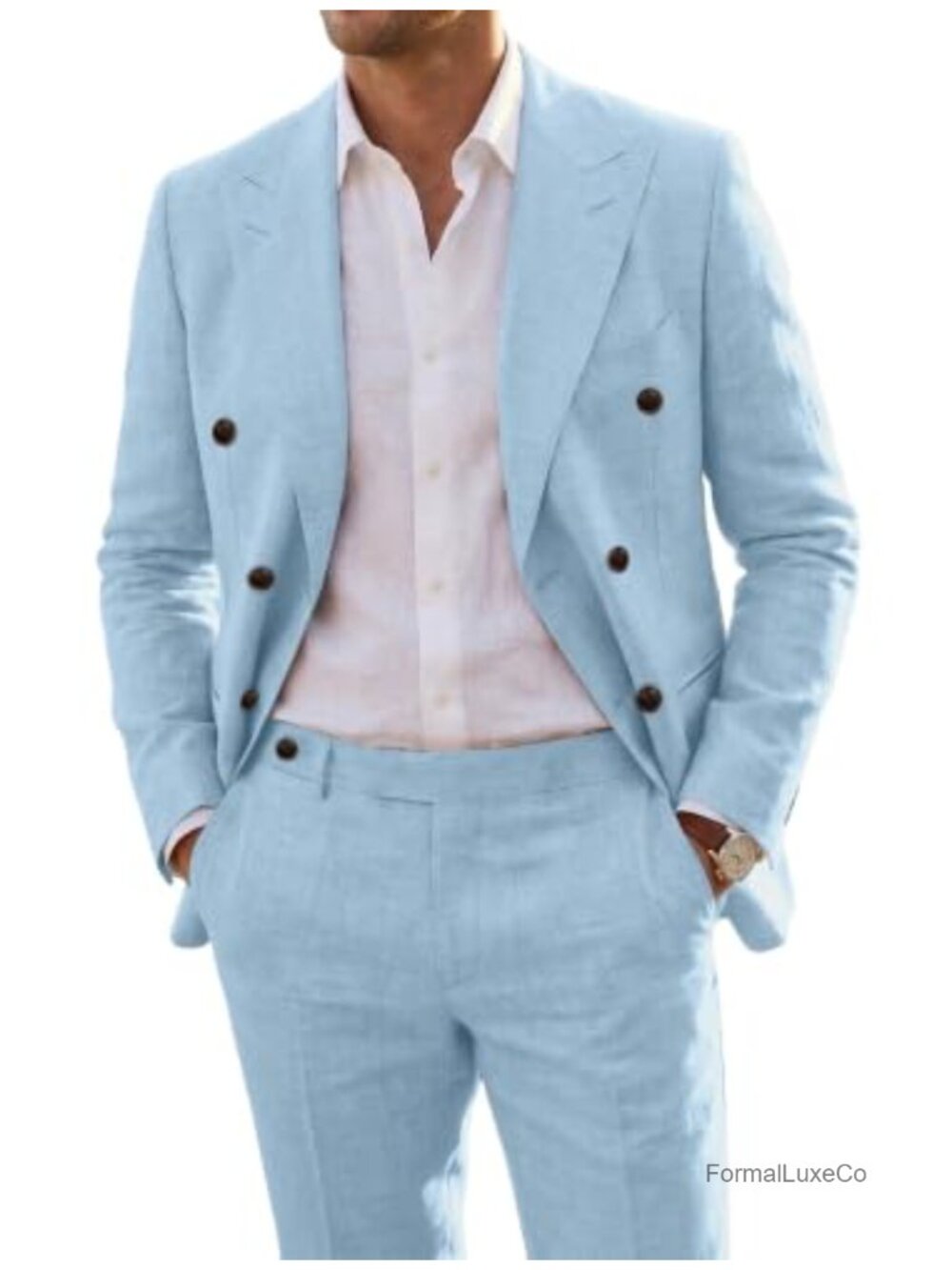 Linen Suit for Men, 2 Piece, Blazer and Pants Set